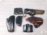 Lot 4 Leather & Nylon Gun Pistol or Revolver Holsters & 2 Double Mag Pouches