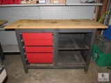 Tool Chest Bench Table 5 Drawer w/ Cabinet and Wood Table Top