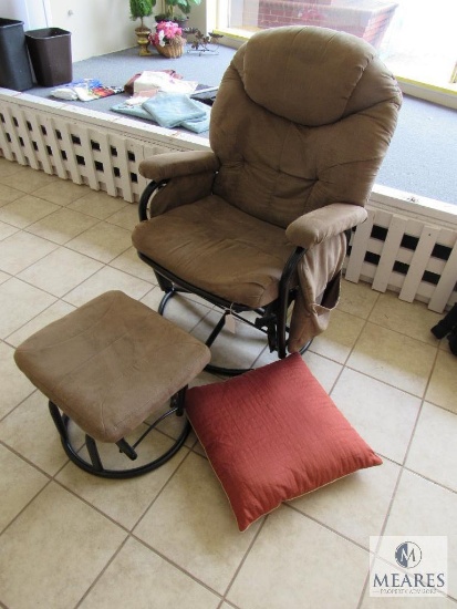 Cloth and metal glider with ottoman