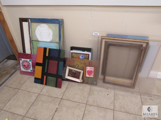 Lot of art supplies and frames