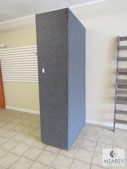 Tall rolling display cabinet - cloth covered