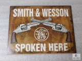 New Smith & Wesson Spoken Here revolver Vintage Look Tin Sign 12