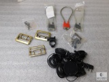 Lot Various Belt Buckles, Delta Earbuds, and Cable Gun Locks