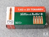50 Rounds Lellier & Bellot 7.62 x25 Tokarev Bullets Ammunition
