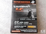 250 Rounds Winchester Varmint LF .22 WIN Mag Ammunition 28 Grain Bullets