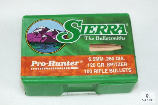 100 Count sierra 6.5mm .264 diameter bullets 120 grain spitzer
