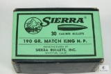 100 COunt SIerra 30 caliber bullets 190 grain matchking hollow point