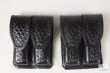 2 new leather double mag pouches fits Beretta 92,96 Ruger P95 and similar staggered mags