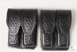 2 new leather double mag pouches fits Beretta 92, 96 Ruger P95 and similar staggered mags