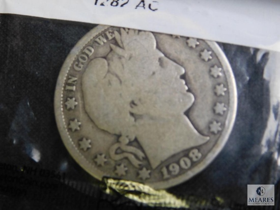 1908-D Barber Silver Half Dollar Average Circulated