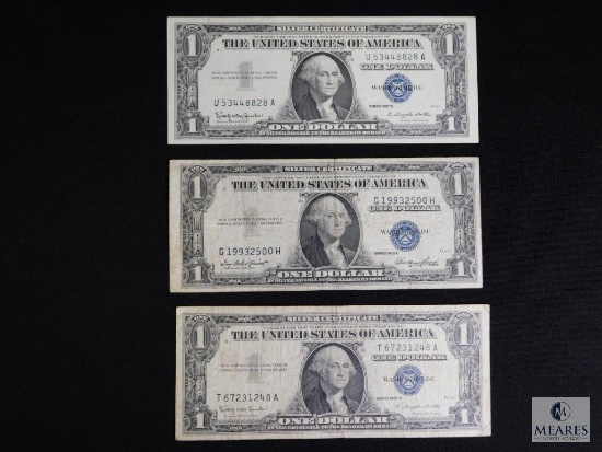 Lot 3 Blue Seal Silver Certificates 1957 & 1935