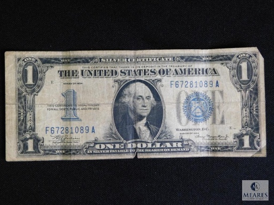 1934 Blue Seal Silver Certificate