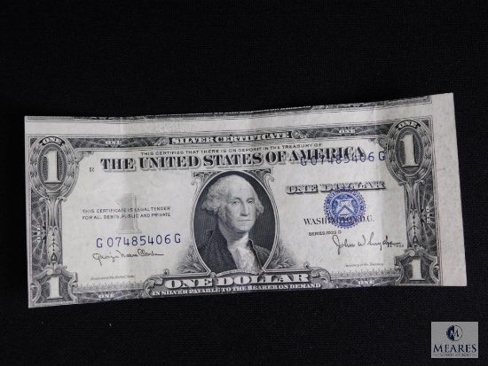 1935 D Blue Seal Silver Certificate Off Center Cut Error