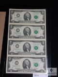 One US Government Issued Uncut Sheet of $2 Bills & Certificate of Ownership