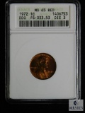 1972 Penny Cent DDO FS 033.53 Die 3 - ANACS MS 65 RED