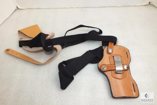 New Leather shoulder holster fits 4" revolvers and medium frame semi auto pistols