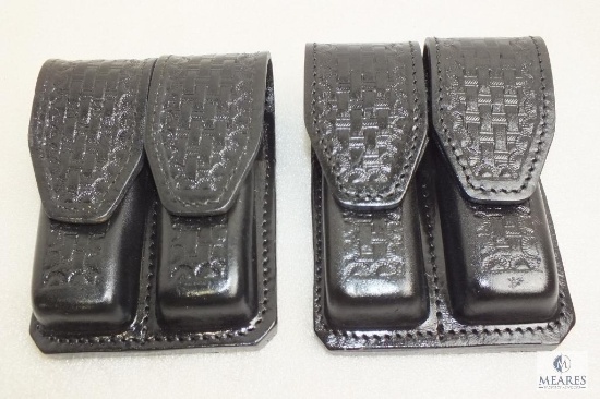 2 new leather double magazine pouches fits Beretta 92,96 and similar mags