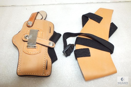 New Leather shoulder holster fits 4" revolvers and medium frame semi auto pistols