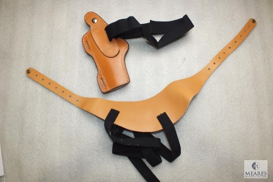 New leather shoulder holster fits 4" revolvers and medium frame semi auto pistols