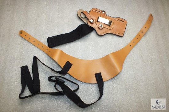 New Leather shoulder holster fits 4" Revolvers and medium frame semi auto pistols