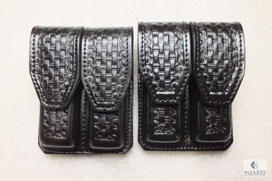 2 new leather double magazine pouches fits Beretta 92,96 and similar mags