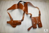 New leather shoulder holster with mag pouch fits Glock 17,19,20,23,22