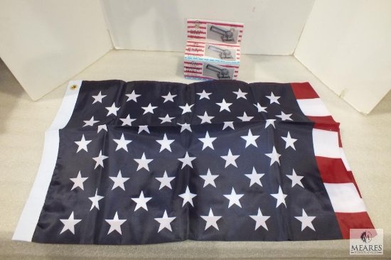 Large New American Flag and Flag Pole Holder