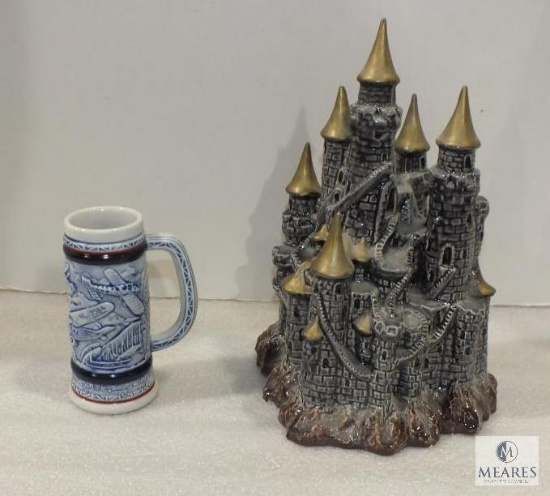 Lot Ceramic Stone Castle Sculpture & Vintage Avon Beer Stein