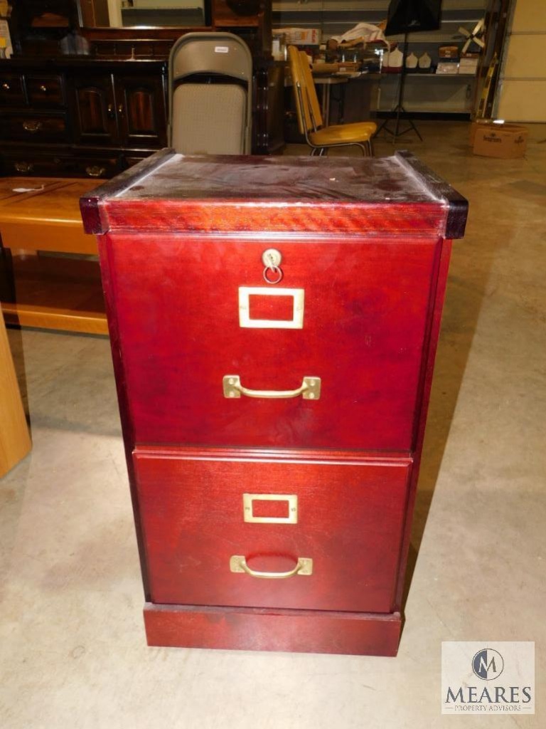 2 Drawer Wood File Cabinet Cherry Like Finish Stackable W Key
