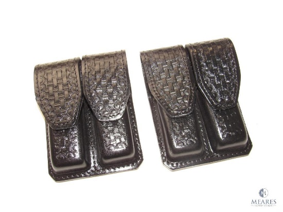 Lot 2 New Leather Double Magazine Pouches for Glock, Beretta, and Similar Mags