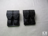 Lot 2 New Leather Double Mag Pouches for Glock, Beretta and Similar Mags
