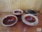7 piece Lot USA Pottery Brown Drip Bowls & Covered Dish