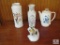 4 piece Lot Ceramic / Porcelain Floral design Vases, Wall Sconce, & Tea Kettle