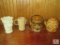 4 piece Lot Vintage Pottery or Porcelain Vases and Tea Kettles (Ma & Pa faces)