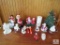 Lot Vintage Christmas Decorations Lighted Ceramic Tree, Mr & Mrs Claus, Snowbell, Ornaments +