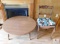 Round Wood Coffee Table and Anqitue Wood Carved Back Chair