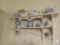 Wood white Wall Shelf with Blue & White Porcelain Teapot Collection