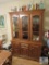 Wood China Cabinet Hutch Glass Doors and Storage in bottom