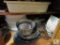 Lot kitchen cabinet contents Bowls, Pots, Griddle, +