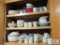 Lot kitchen cabinet contents USA china set, Corelle, plates, bowls, cups +