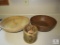 Lot Vintage Wood Salad Bowls & Small Resin planter pot