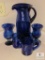 Lot Cobalt Blue Glasses, Pitcher, and Goblets