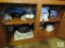 Hutch cabinet contents Platter, Cherubs, Ceramic Bowls, Tea Kettle, +