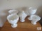 Lot of 5 pieces of milk / white glass pedestal bowls