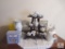 Large lot Porcelain and Ceramic Figurines, Mini Tea sets, Wood Tier Shelf +