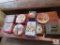 Lot Vintage Tins Storage Boxes & Metal Stool