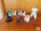 Lot vintage porcelain small animal figurines plant holders +