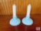 Pair Fenton Candle Holders Baby Blue Satin