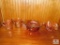 Lot 4 Orange Carnival glass pieces bowls, creamer, sugar