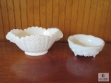 2 piece Lot Milk Glass Bowls